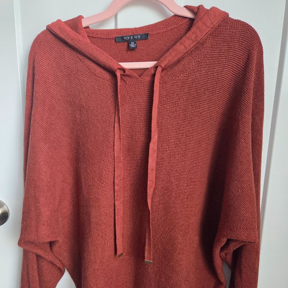 0028.  Cyrus Orange Hooded Sweater